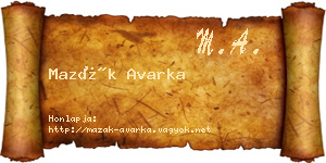 Mazák Avarka névjegykártya